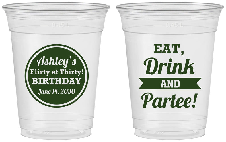 Custom Birthday 16 oz Soft Sided Clear Cups - 30th | 20242