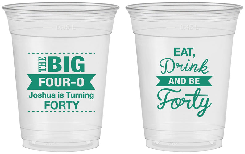 Custom Birthday 16 oz Soft Sided Clear Cups - 40th | 20243