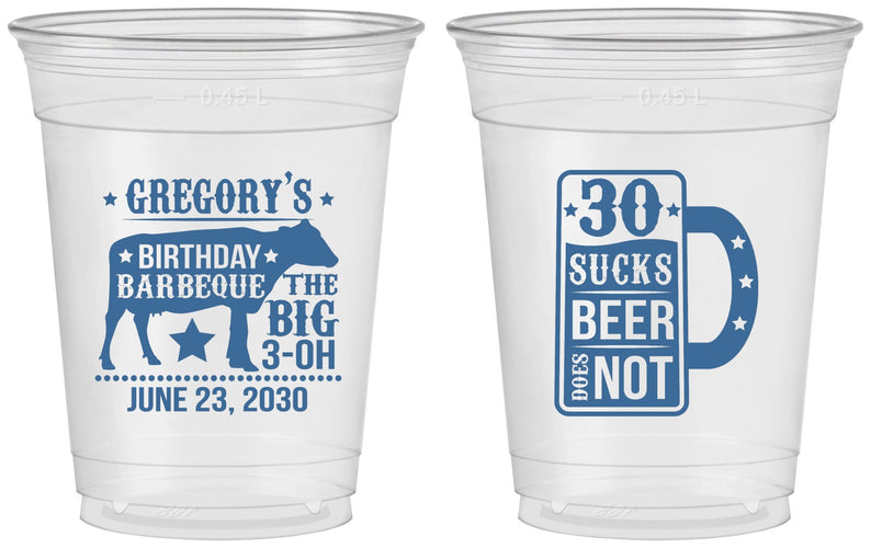 Custom Birthday 16 oz Soft Sided Clear Cups - 30th | 20248