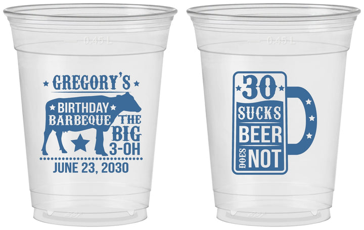 Custom Birthday 16 oz Soft Sided Clear Cups - 30th | 20248