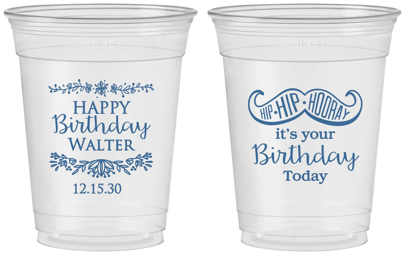 Custom Birthday 16 oz Soft Sided Clear Cups - Hip Hip Hooray | 20250