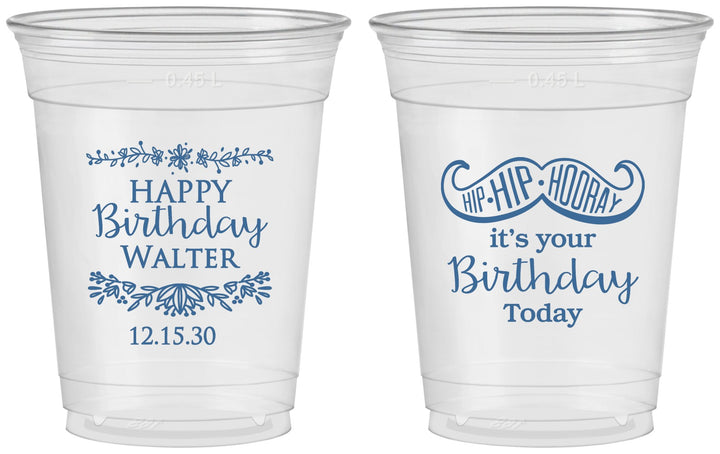 Custom Birthday 16 oz Soft Sided Clear Cups - Hip Hip Hooray | 20250