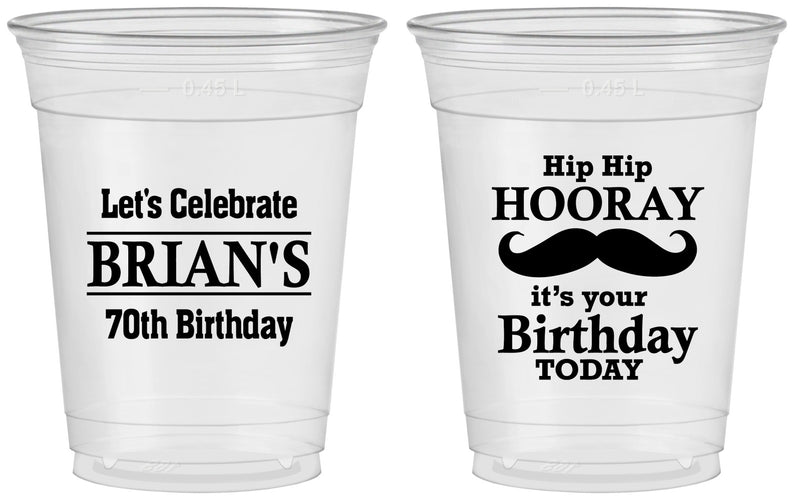 Custom Birthday 16 oz Soft Sided Clear Cups - 70th | 20251