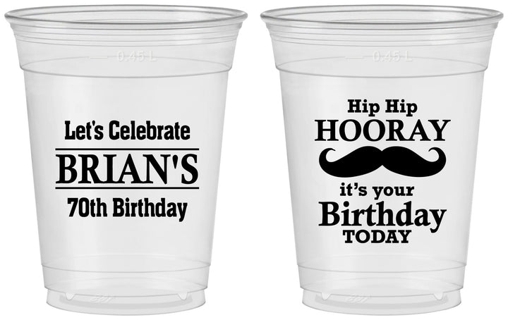 Custom Birthday 16 oz Soft Sided Clear Cups - 70th | 20251