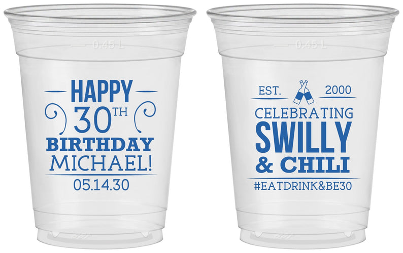 Custom Birthday 16 oz Soft Sided Clear Cups - 30th | 20257