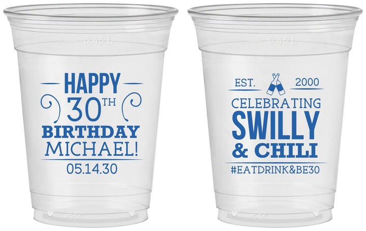Custom Birthday 16 oz Soft Sided Clear Cups - 30th | 20257