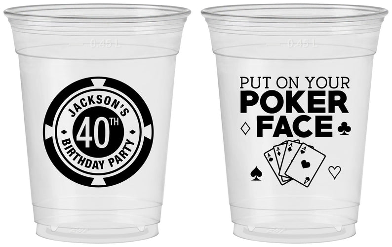 Custom Birthday 16 oz Soft Sided Clear Cups - 40th Las Vegas | 20261