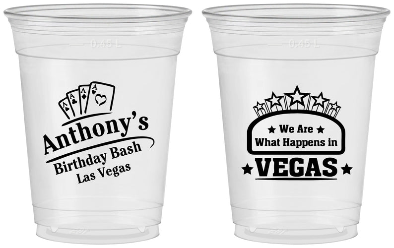 Custom Birthday 16 oz Soft Sided Clear Cups - Las Vegas | 20264