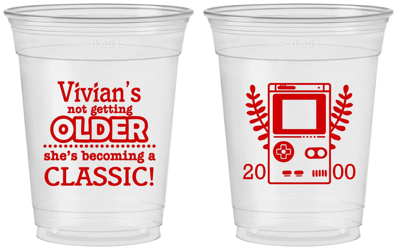 Custom Birthday 16 oz Soft Sided Clear Cups - 30th Video Games | 20267