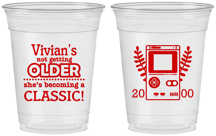 Custom Birthday 16 oz Soft Sided Clear Cups - 30th Video Games | 20267