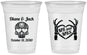 Custom Wedding 16 oz Soft Sided Clear Cups - Mr And Mrs Sugar Skull | 205