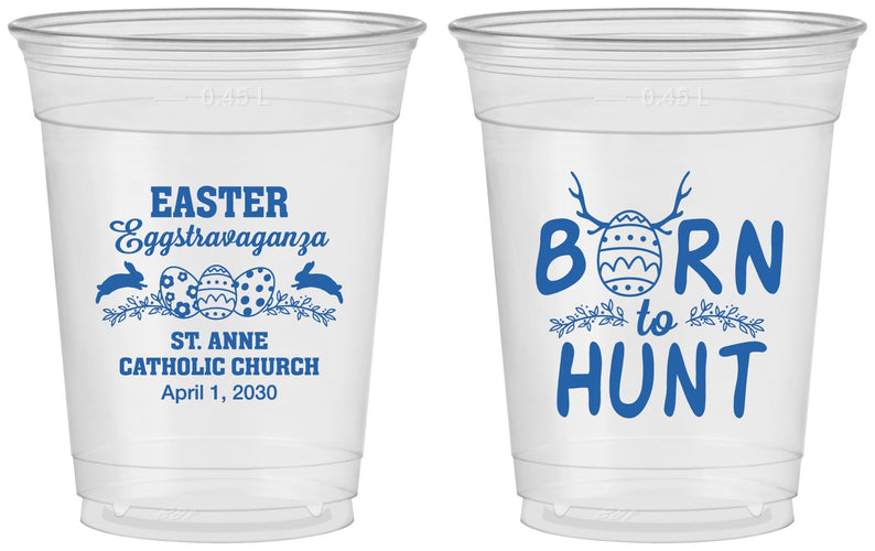Custom Easter 16 oz Soft Sided Clear Cups - Born To Hunt | 210001
