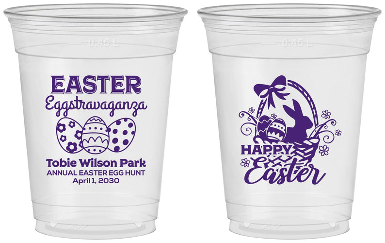 Custom Easter 16 oz Soft Sided Clear Cups - Easter Bunny | 210008