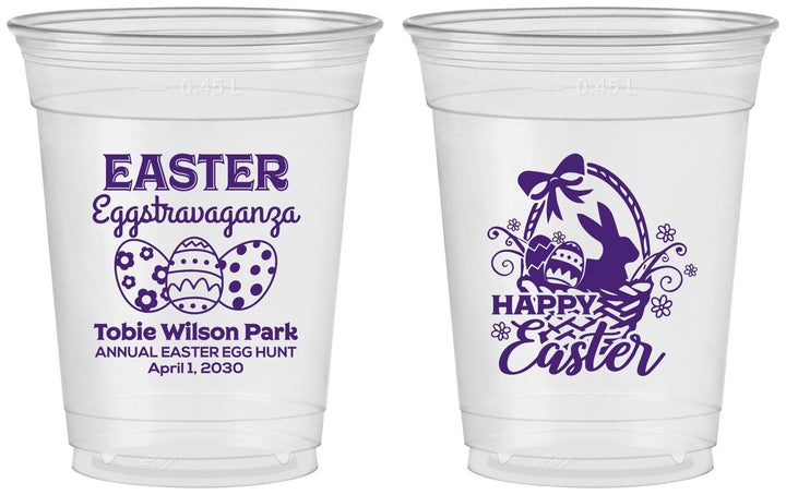Custom Easter 16 oz Soft Sided Clear Cups - Easter Bunny | 210008