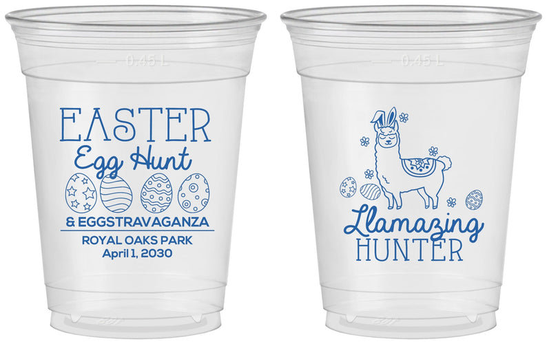 Custom Easter 16 oz Soft Sided Clear Cups - Llama Eggs | 210009