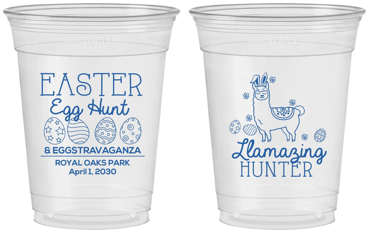 Custom Easter 16 oz Soft Sided Clear Cups - Llama Eggs | 210009