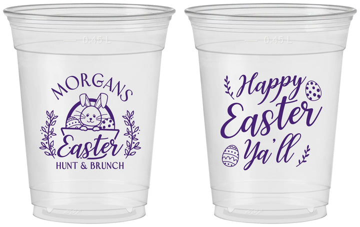 Custom Easter 16 oz Soft Sided Clear Cups - Easter Bunny | 210010