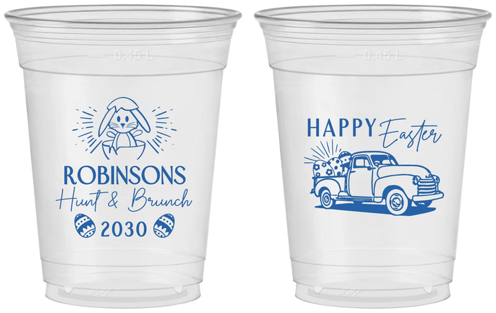 Custom Easter 16 oz Soft Sided Clear Cups - Hunt And Brunch Bunny | 210013