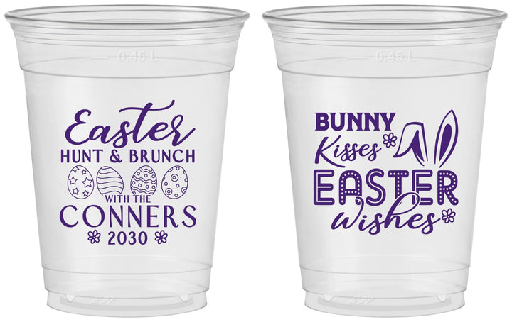 Custom Easter 16 oz Soft Sided Clear Cups - Bunny Kisses Eggs | 210014