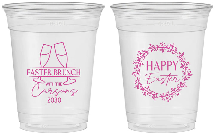 Custom Easter 16 oz Soft Sided Clear Cups - Brunch | 210015