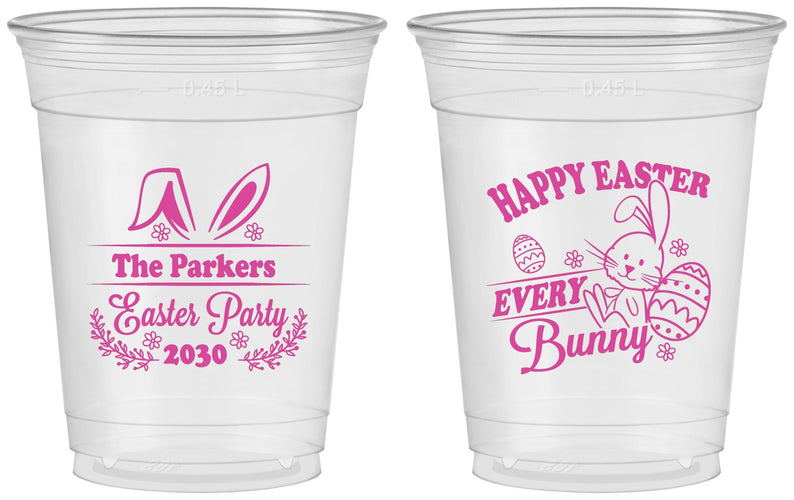 Custom Easter 16 oz Soft Sided Clear Cups - Bunny Eggs | 210019