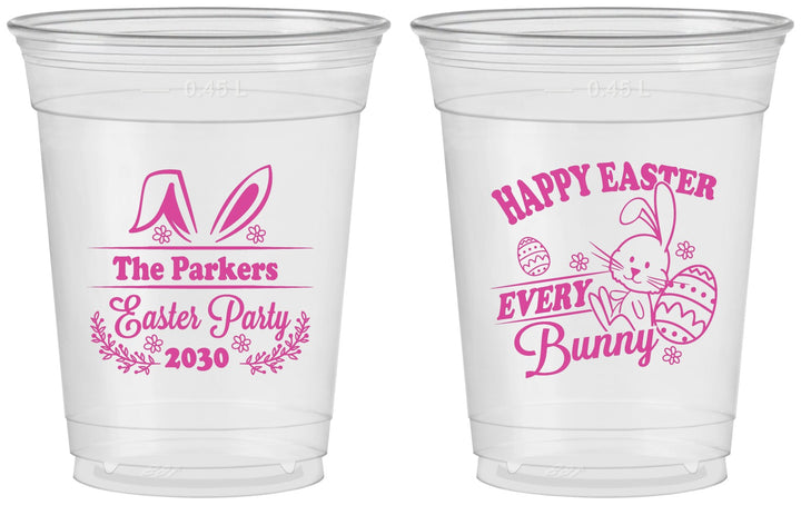 Custom Easter 16 oz Soft Sided Clear Cups - Bunny Eggs | 210019