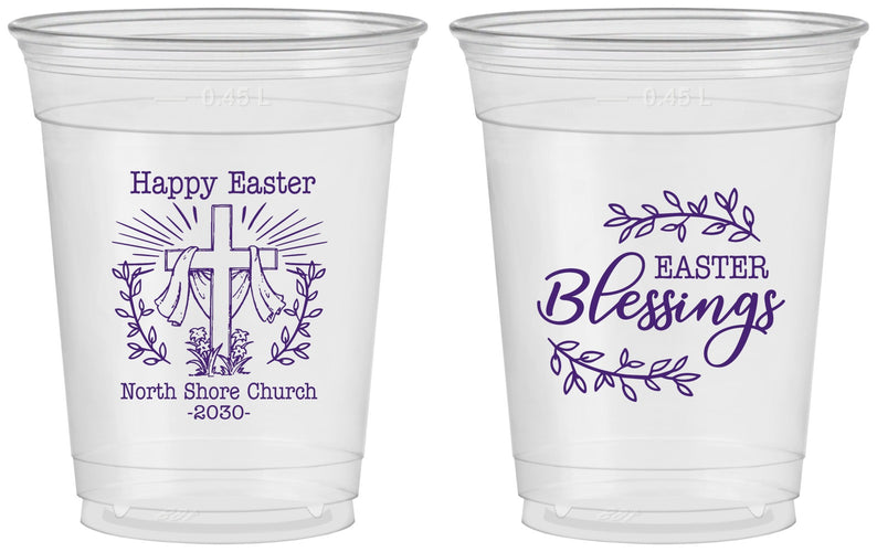 Custom Easter 16 oz Soft Sided Clear Cups - Blessings Church | 210020
