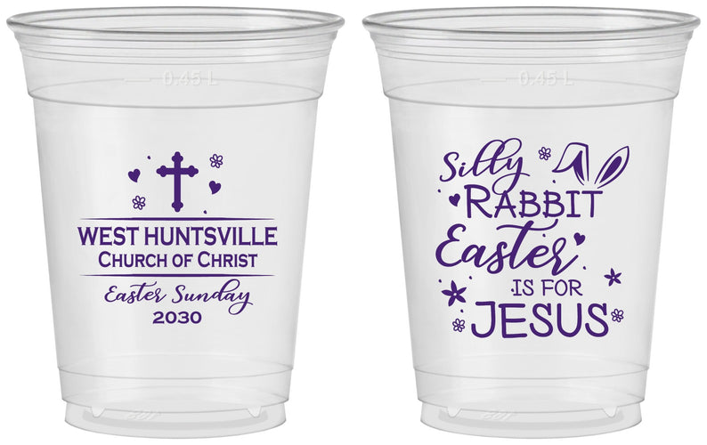 Custom Easter 16 oz Soft Sided Clear Cups - Easter Is For Jesus | 210022