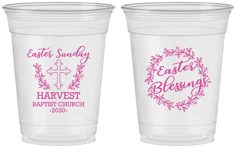 Custom Easter 16 oz Soft Sided Clear Cups - Easter Sunday Church | 210023