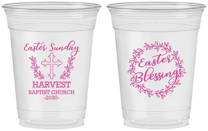 Custom Easter 16 oz Soft Sided Clear Cups - Easter Sunday Church | 210023