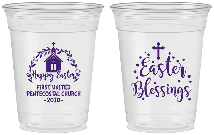 Custom Easter 16 oz Soft Sided Clear Cups - Easter Blessings Church | 210024