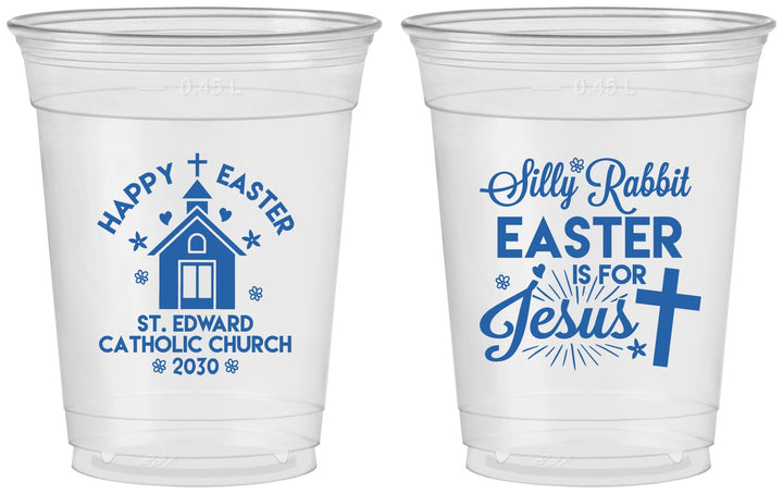 Custom Easter 16 oz Soft Sided Clear Cups - Silly Rabbit | 210025