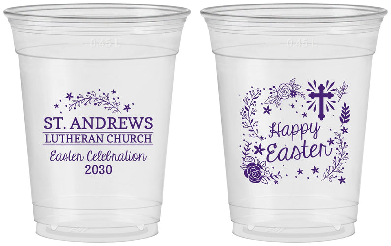 Custom Easter 16 oz Soft Sided Clear Cups - Easter Sunday | 210028