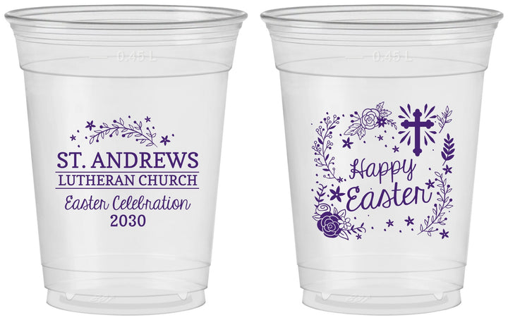 Custom Easter 16 oz Soft Sided Clear Cups - Easter Sunday | 210028