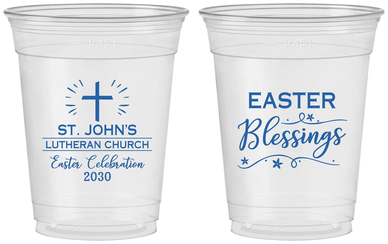 Custom Easter 16 oz Soft Sided Clear Cups - Easter Blessings Church | 210029