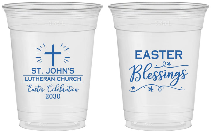 Custom Easter 16 oz Soft Sided Clear Cups - Easter Blessings Church | 210029
