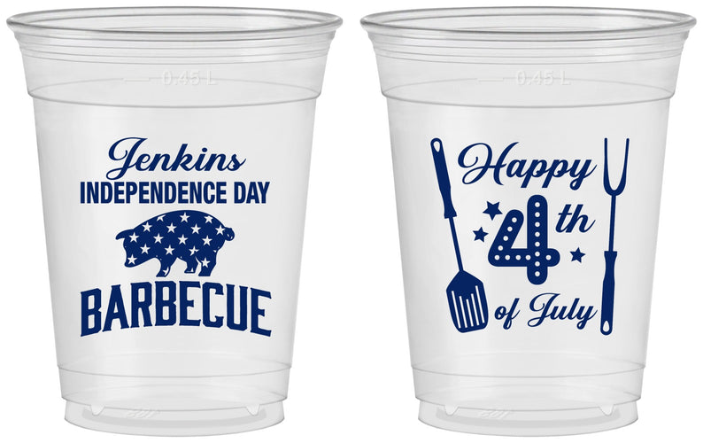 Custom 4th Of July 16 oz Soft Sided Clear Cups - Barbecue Bbq | 220001