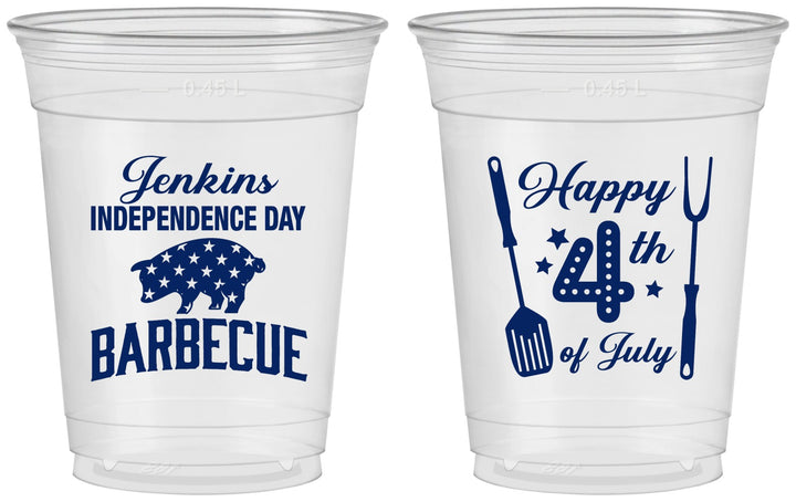 Custom 4th Of July 16 oz Soft Sided Clear Cups - Barbecue Bbq | 220001