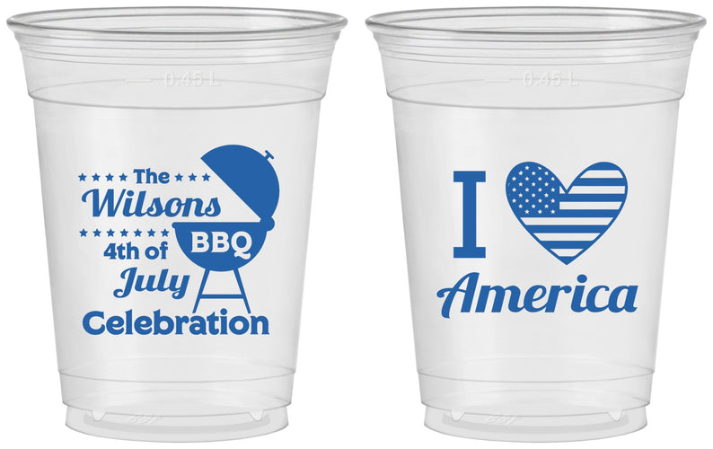 Custom 4th Of July 16 oz Soft Sided Clear Cups - Barbecue Bbq | 220007