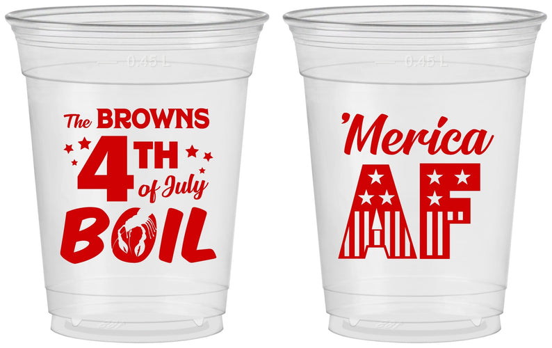 Custom 4th Of July 16 oz Soft Sided Clear Cups - Merica Af | 220014