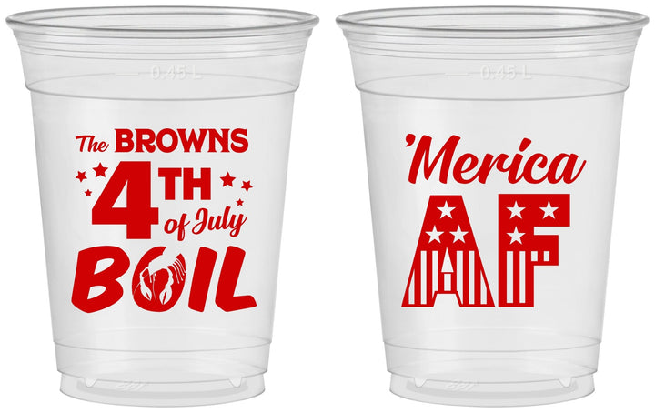 Custom 4th Of July 16 oz Soft Sided Clear Cups - Merica Af | 220014