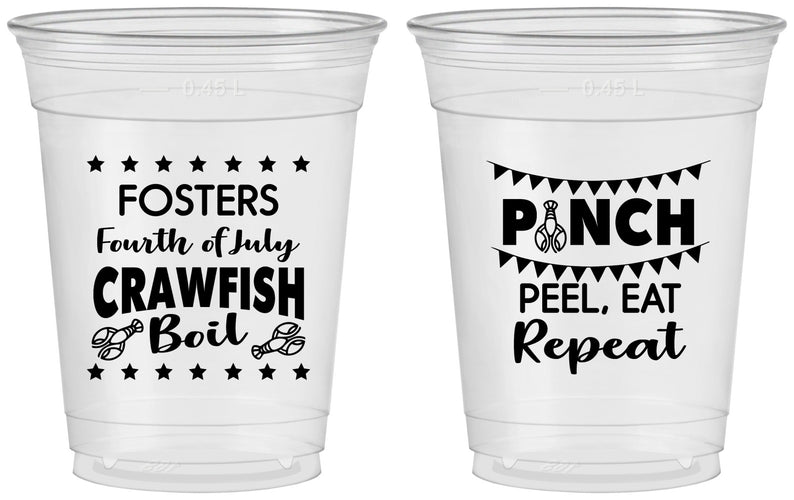 Custom 4th Of July 16 oz Soft Sided Clear Cups - Crawfish Boil | 220016