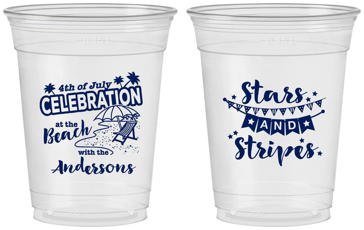 Custom 4th Of July 16 oz Soft Sided Clear Cups - Fireworks | 220021