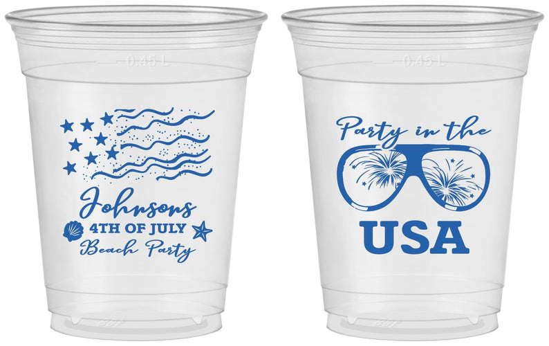 Custom 4th Of July 16 oz Soft Sided Clear Cups - Party In The Usa | 220023