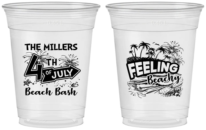 Custom 4th Of July 16 oz Soft Sided Clear Cups - Feeling Beachy | 220024