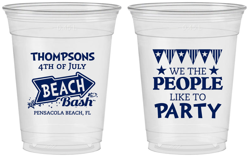 Custom 4th Of July 16 oz Soft Sided Clear Cups - We The People | 220025
