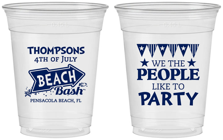 Custom 4th Of July 16 oz Soft Sided Clear Cups - We The People | 220025