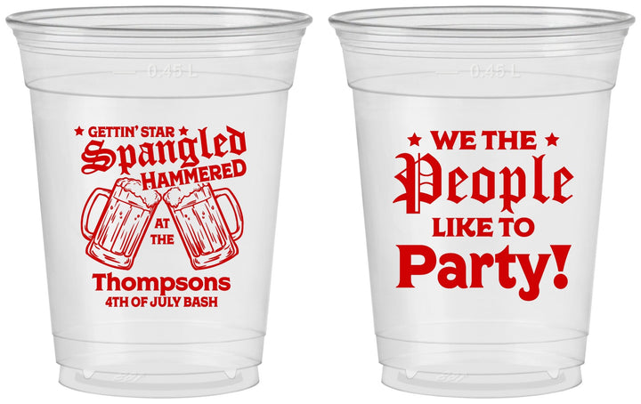 Custom 4th Of July 16 oz Soft Sided Clear Cups - We The People | 220030