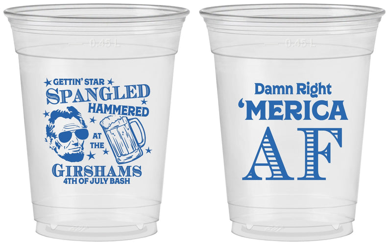 Custom 4th Of July 16 oz Soft Sided Clear Cups - Merica Af | 220031