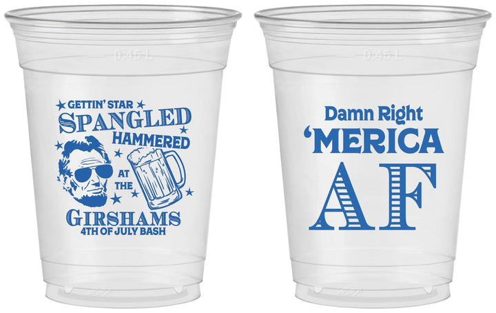 Custom 4th Of July 16 oz Soft Sided Clear Cups - Merica Af | 220031